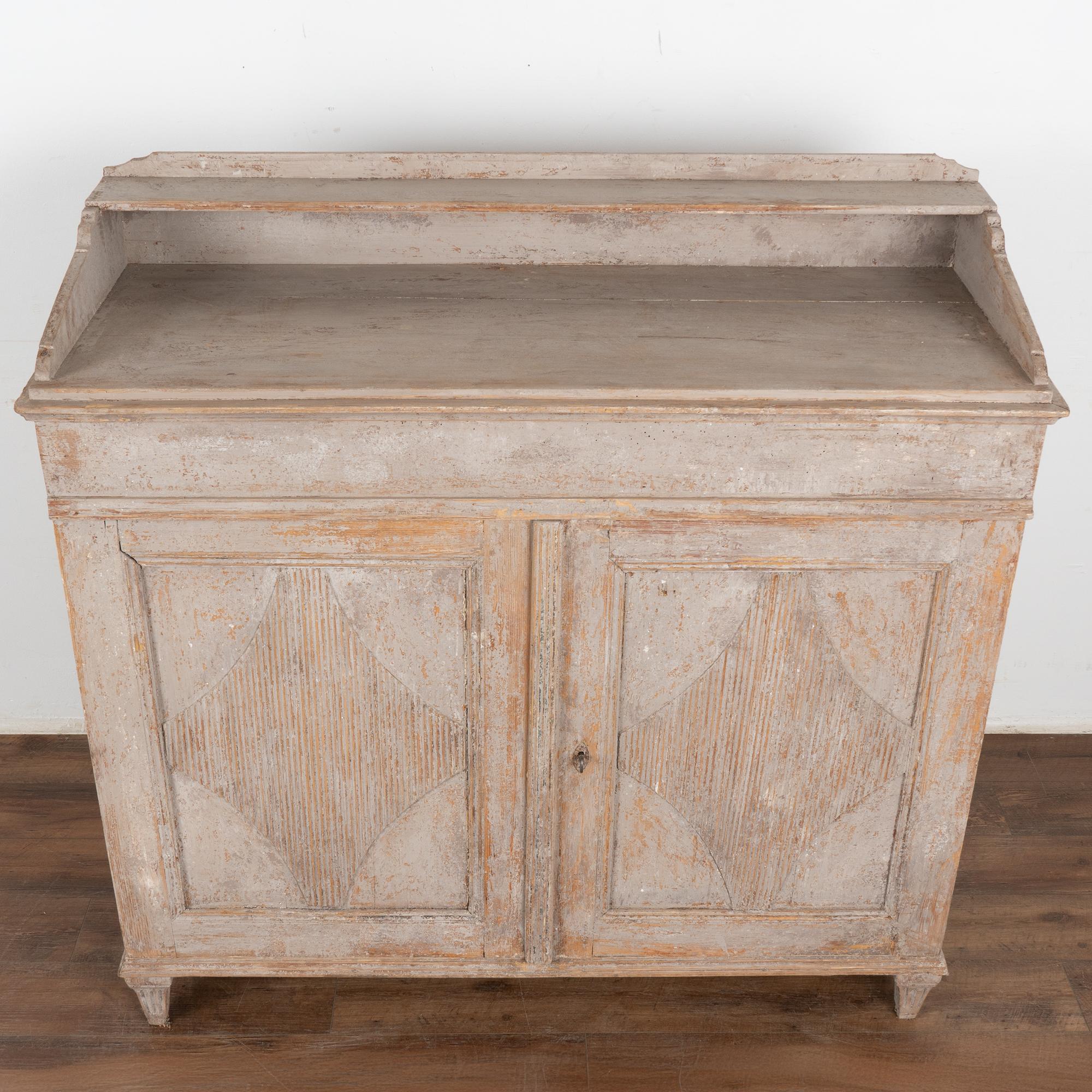 19th Century Original Gray Painted Gustavian Sideboard Buffet, Sweden circa 1840-60
