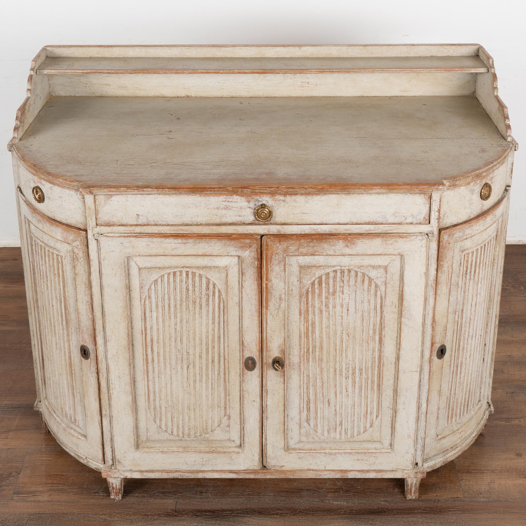 19th Century Original Gray Painted Gustavian Sideboard Buffet, Sweden circa 1840-60
