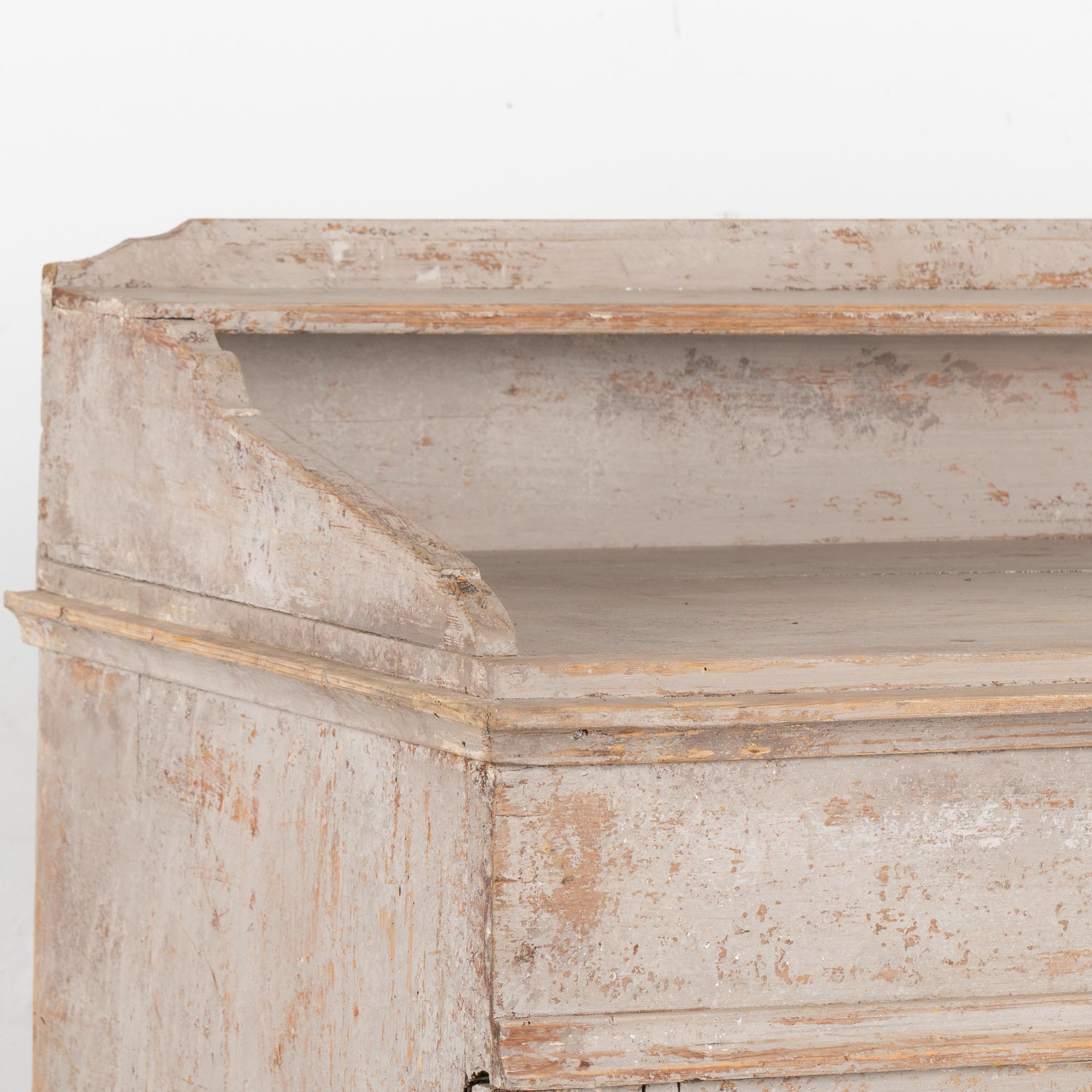 Pine Original Gray Painted Gustavian Sideboard Buffet, Sweden circa 1840-60