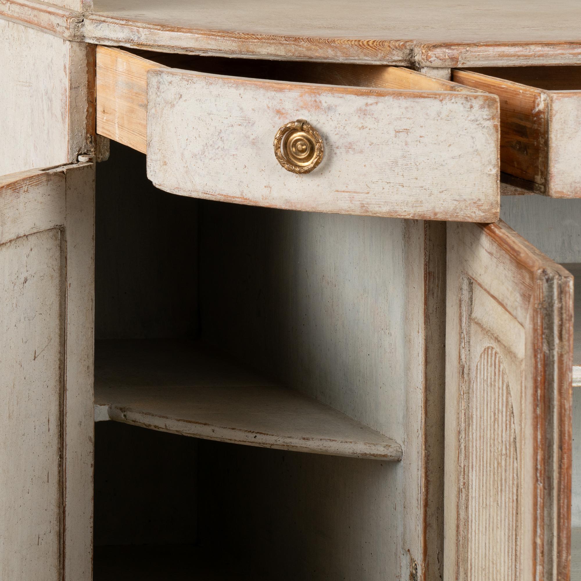 Original Gray Painted Gustavian Sideboard Buffet, Sweden circa 1840-60 1