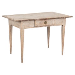 Original Gray Painted Pine Side Table with One Drawer, Sweden circa 1820