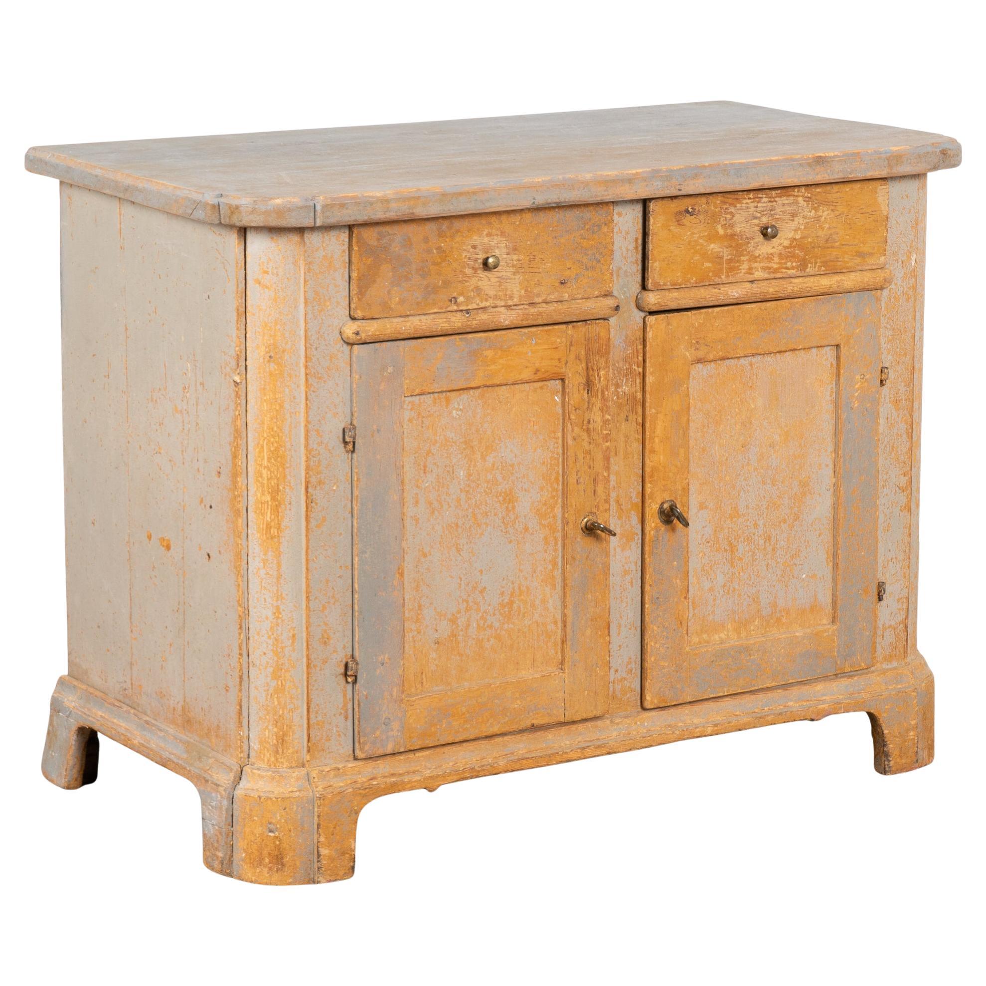 Original Gray Painted Pine Sideboard, Sweden circa 1840-60