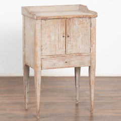 Original Gray Painted Small Cabinet Nightstand, Sweden circa 1820