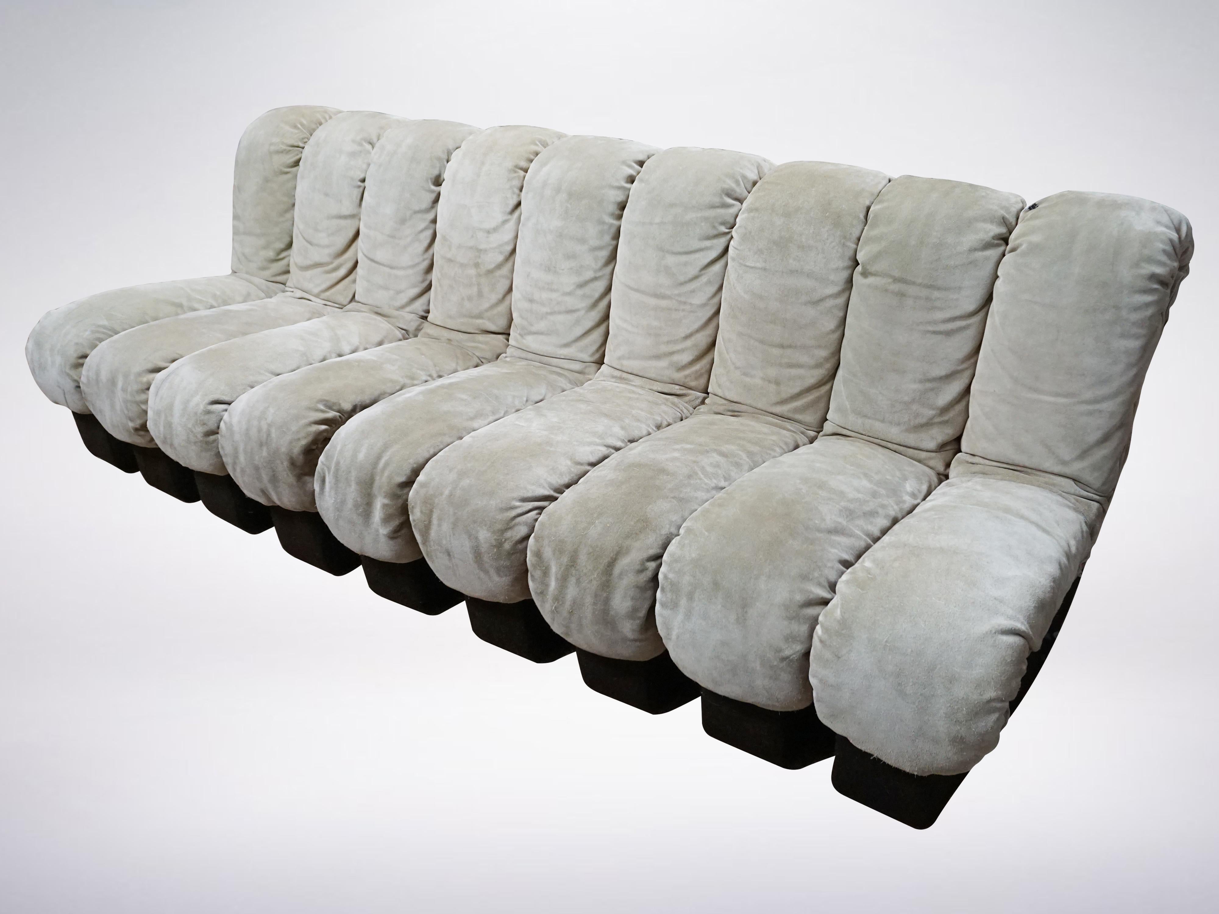 Mid-Century Modern Original Great Condition De Sede Ds-600 Modular Sectional Non Stop Sofa, 1970s