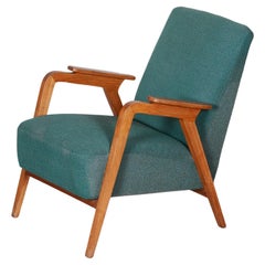 Original Art Deco Sessel aus grüner Buche, revitalisierter Lack,  1940er Jahre, Tschechische Republik
