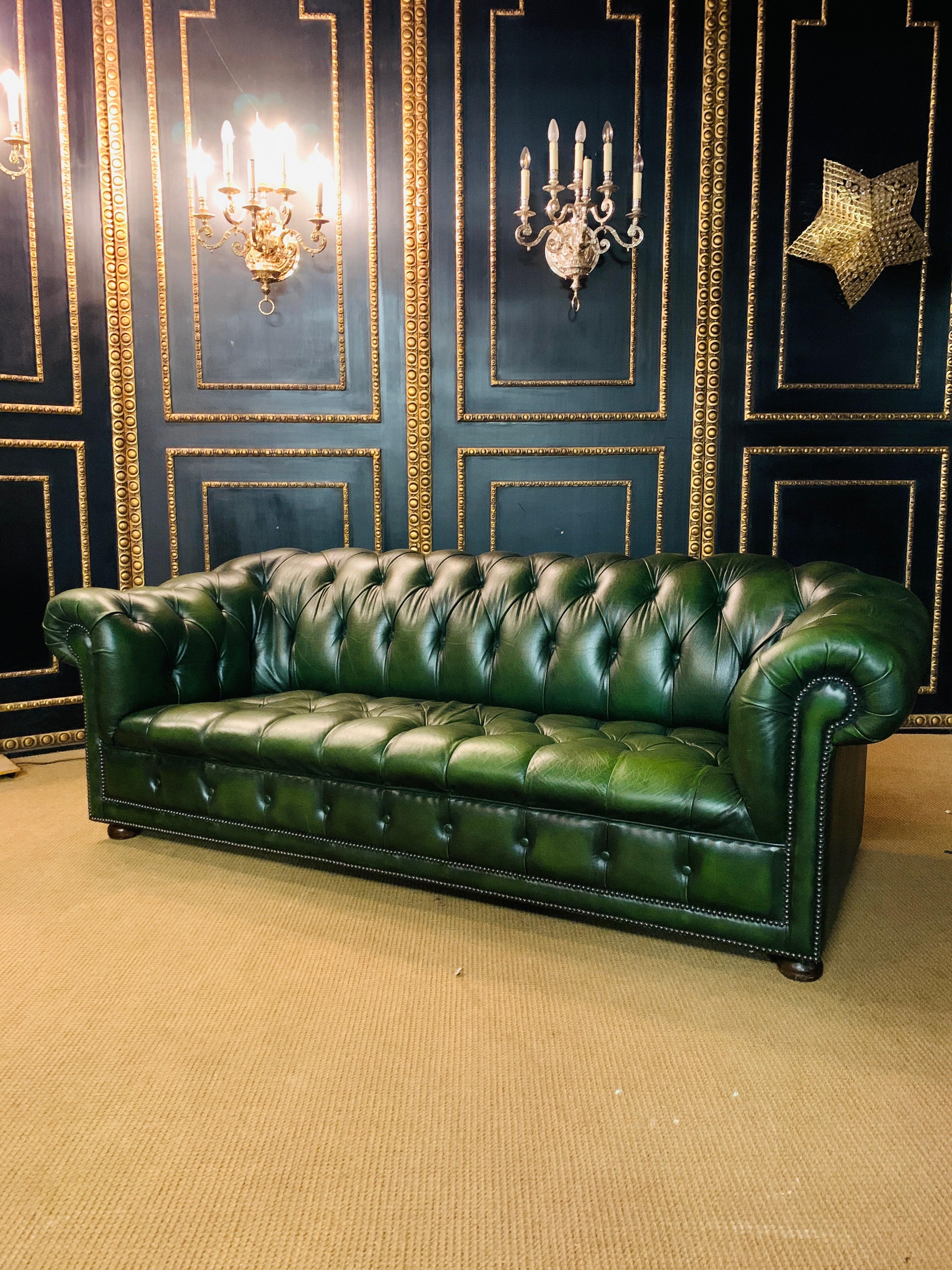 20th Century Original Green Chesterfield Sofa from the 80's