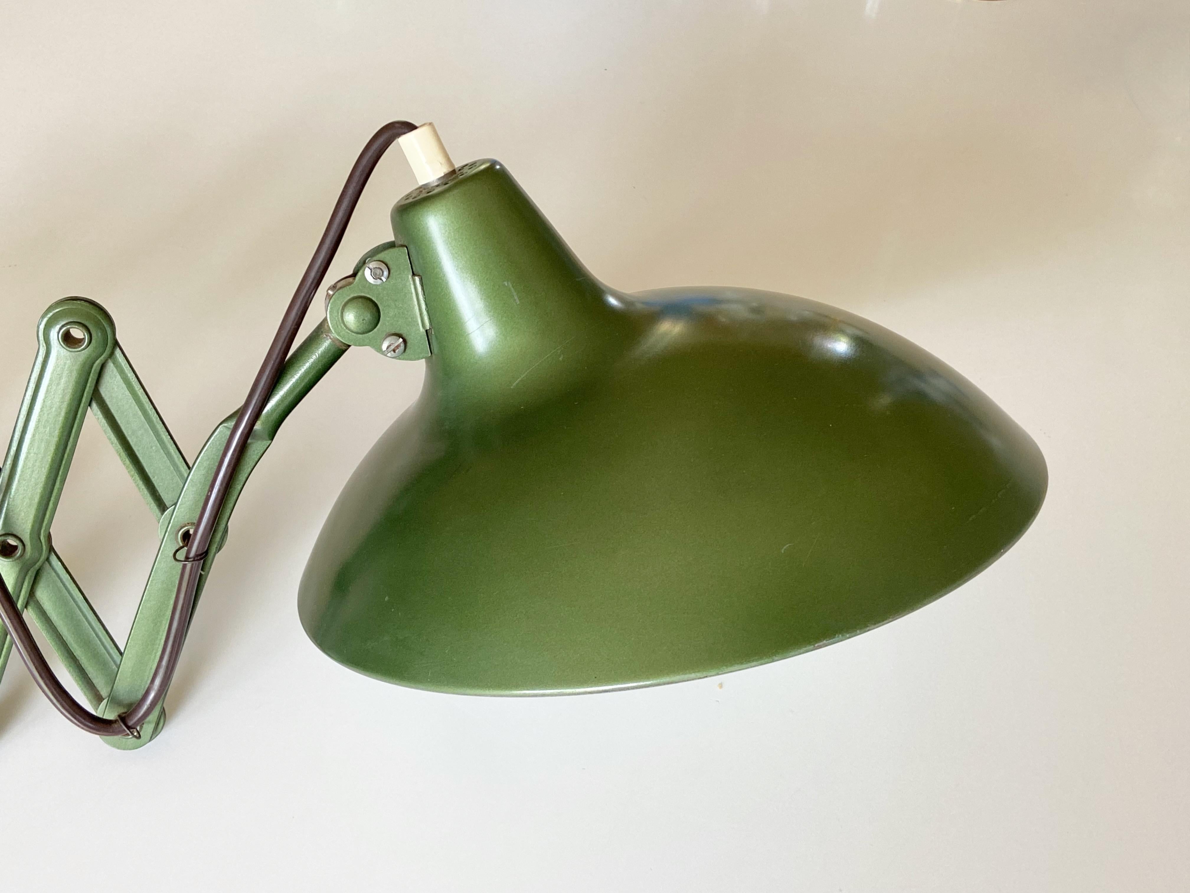 Mid-Century Modern Original Green Christian Dell Wall Lamp 6719 by Kaiser Idell, Germany