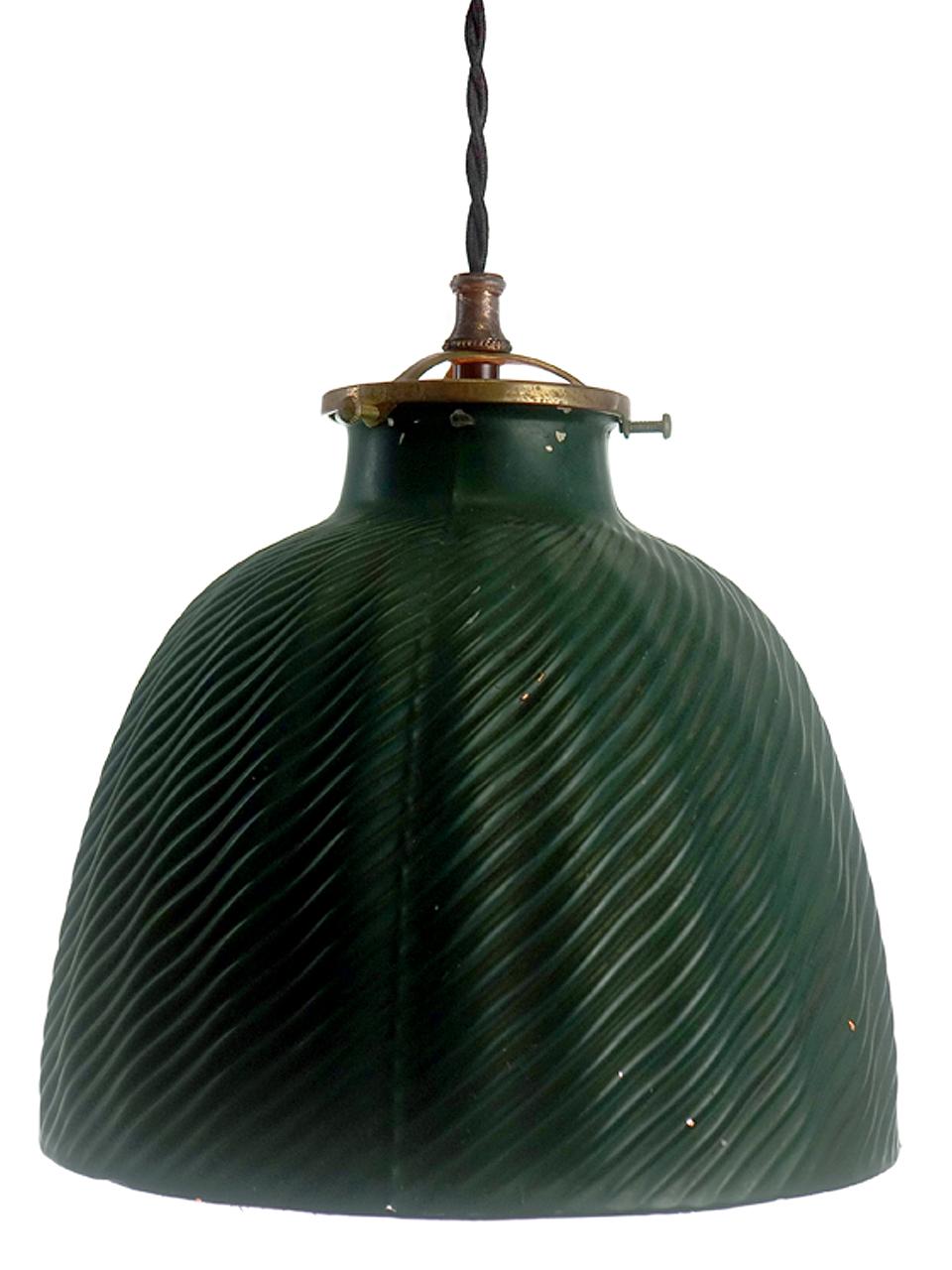 Industrial Original Green Deep Dome X-Ray Mercury Glass Pendant
