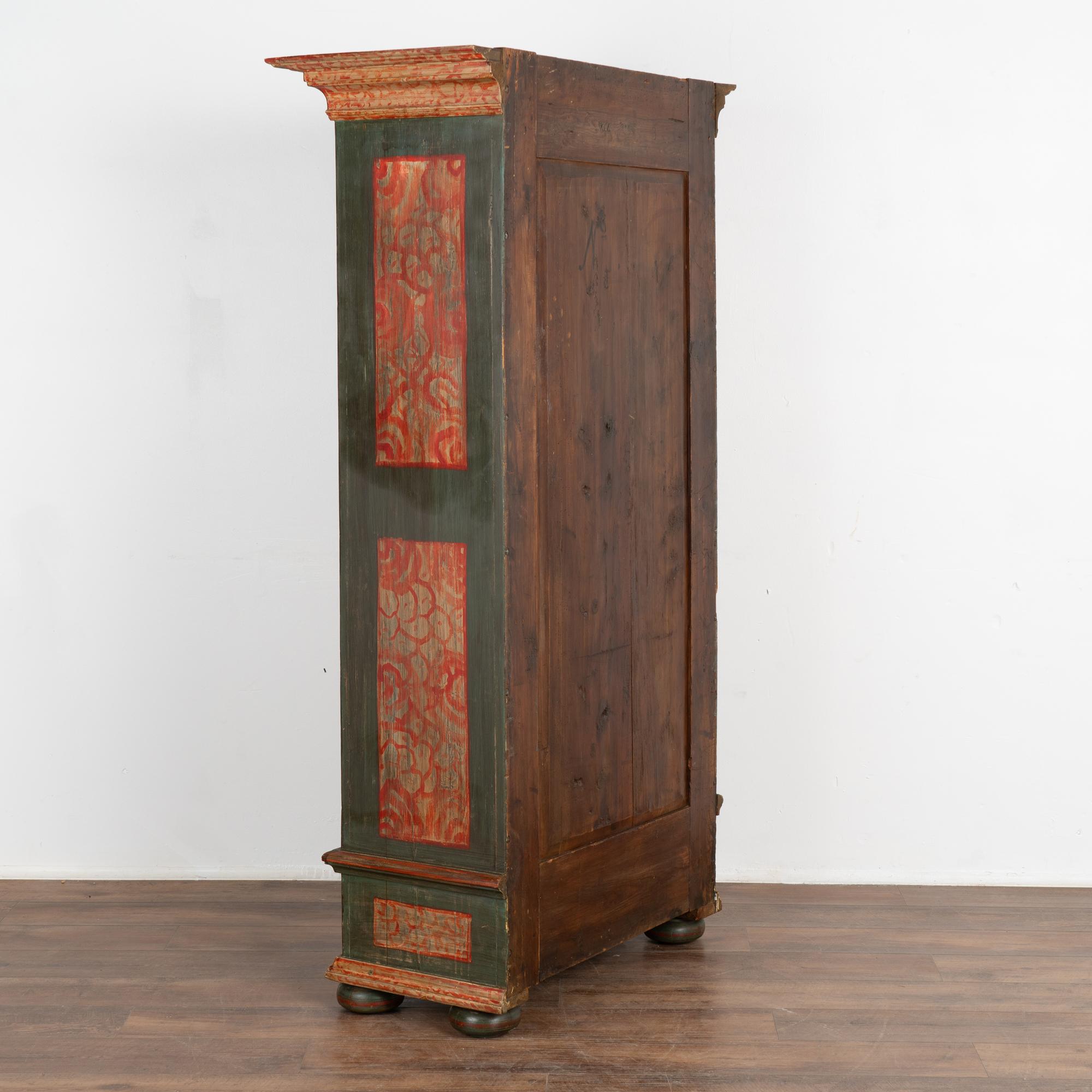 Original Green Painted Single Door Armoire, Germany circa 1820 For Sale 6