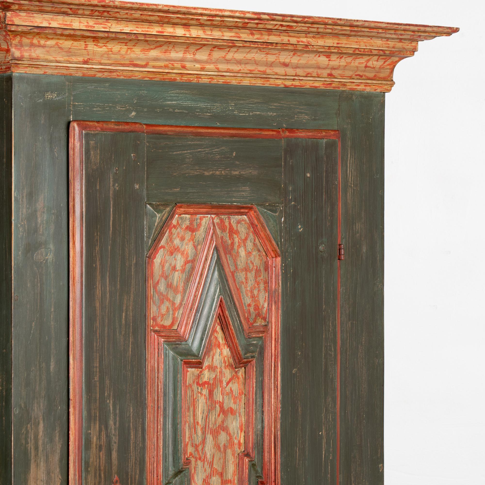 Wood Original Green Painted Single Door Armoire, Germany circa 1820 For Sale