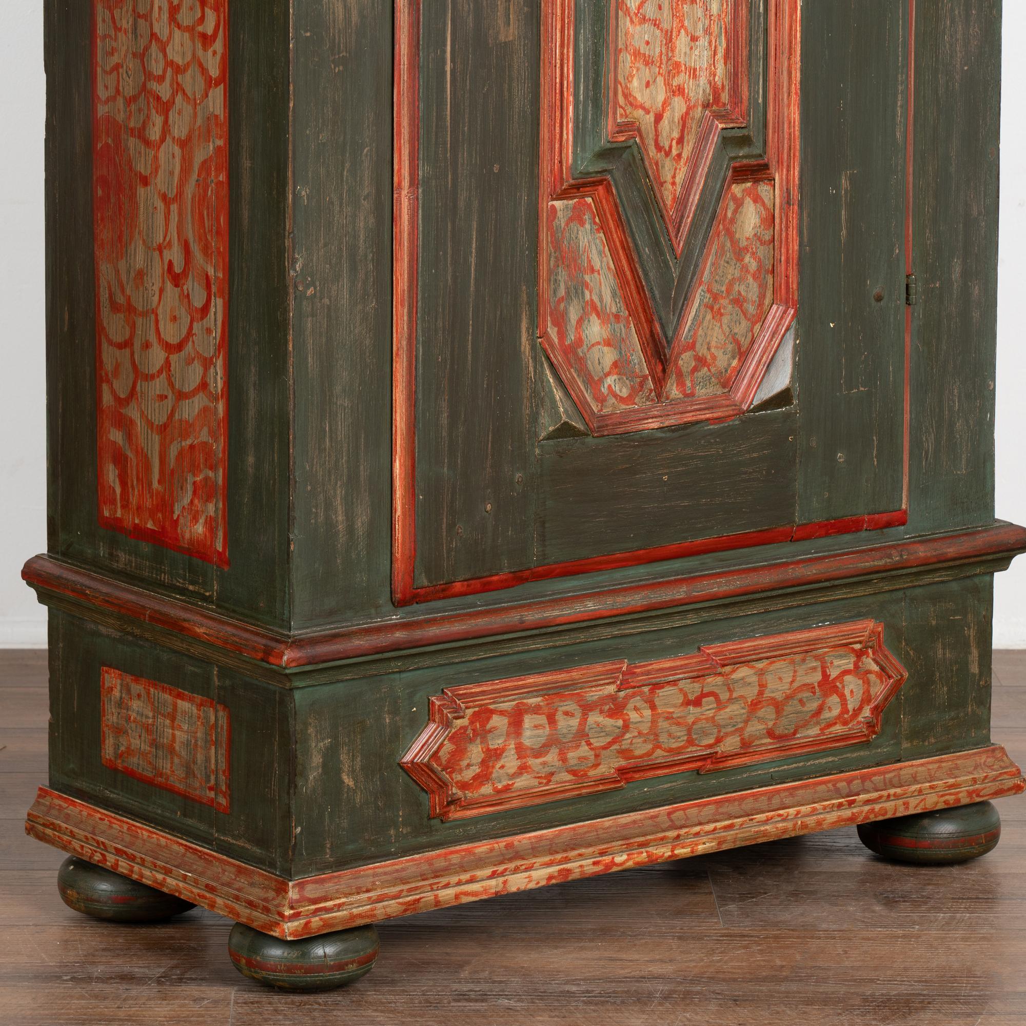 Original Green Painted Single Door Armoire, Germany circa 1820 For Sale 2