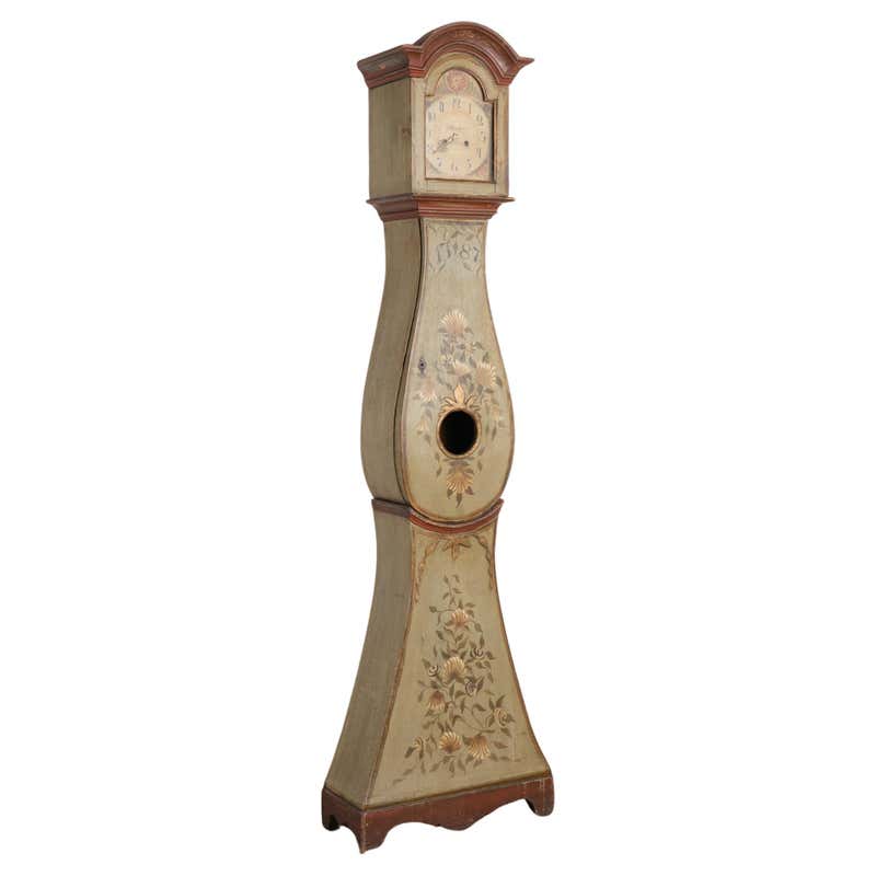 Antique Blue Painted Swedish Mora Grandfather Clock, circa 1820-1840 at ...
