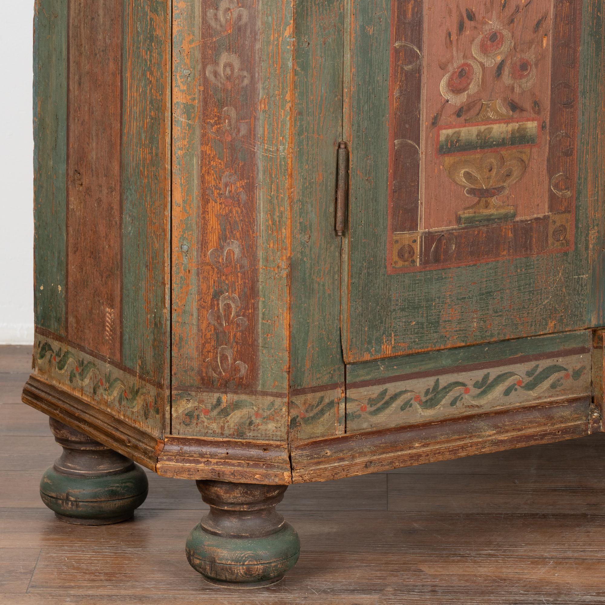 Original Green Painted Two Door Armoire, Hungary circa 1840-60 For Sale 3
