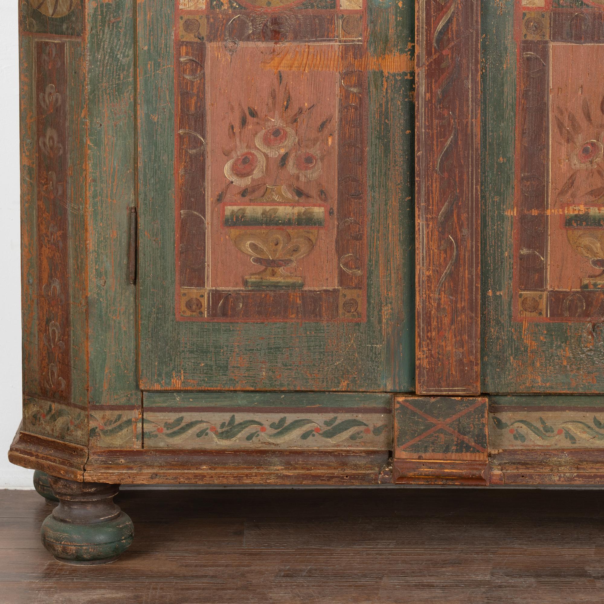 Original Green Painted Two Door Armoire, Hungary circa 1840-60 For Sale 4