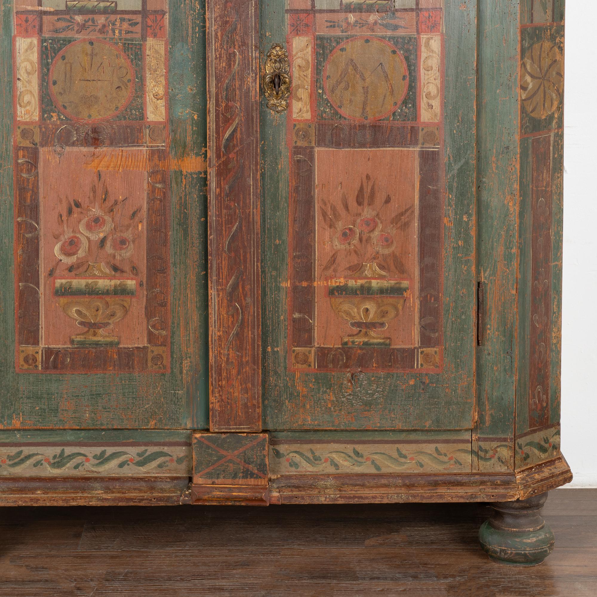 Original Green Painted Two Door Armoire, Hungary circa 1840-60 For Sale 5