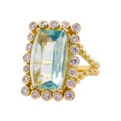 Original Ring mit grnem Turmalin und Diamant, 9 Karat, seltener mintgrner Turmalin