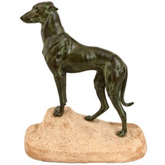 Original Greyhound-Skulptur „Sloughi“ von Masson, Original Max Le Verrier