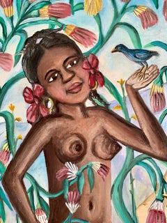 Original Haitian Female Nude Oil on Canvas Signed Wilson Bigaud Painting