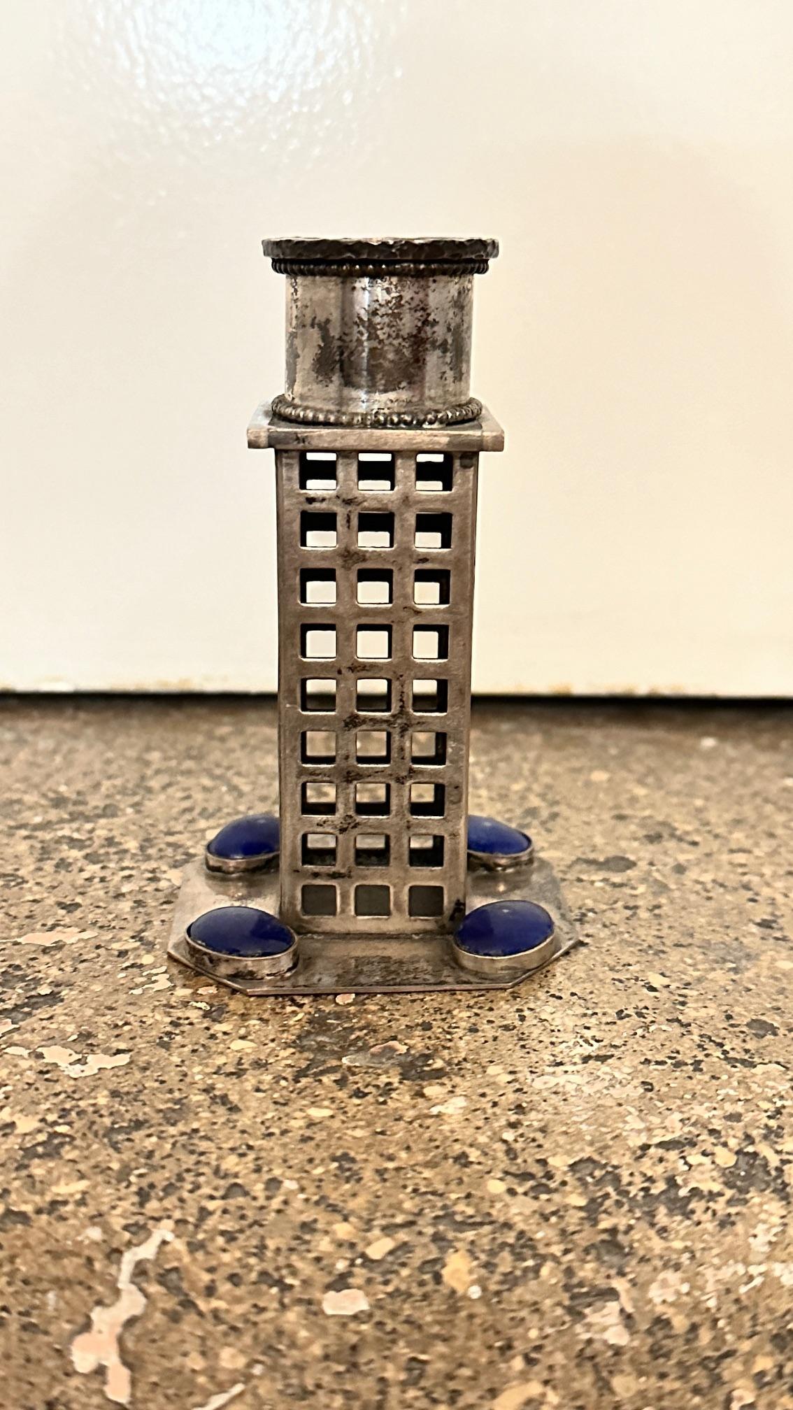 Argento Originale, marchio di fabbrica. Massiccio portacandele d'argento, Koloman Moser Wiener Werkstätte in vendita