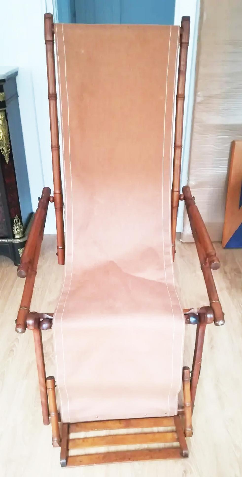 British Colonial Original Deck Chair from   European Colonies in Africa, Early 20th Century For Sale