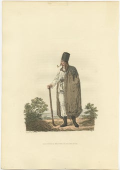 Original Hand-Colored Antique Costume Print of a Peasant from Hungary, 1804
