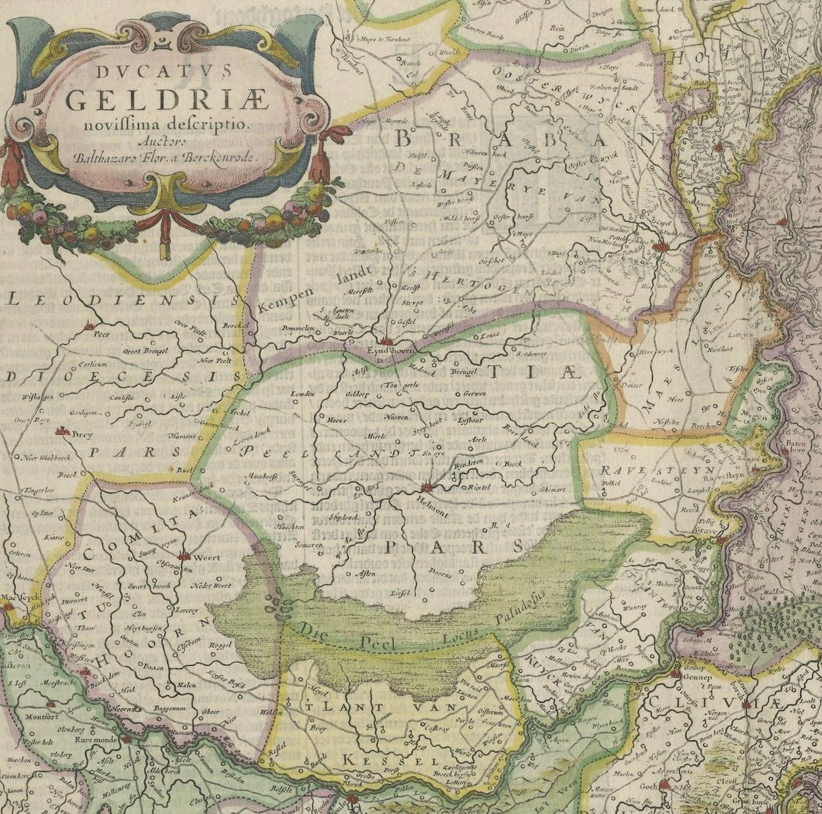 Original Hand-Colored Antique Map of Gelderland and Utrecht in the Netherlands