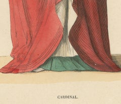 Original Hand-Colored Engraving of a Cardinal of the Middle Ages, 1847