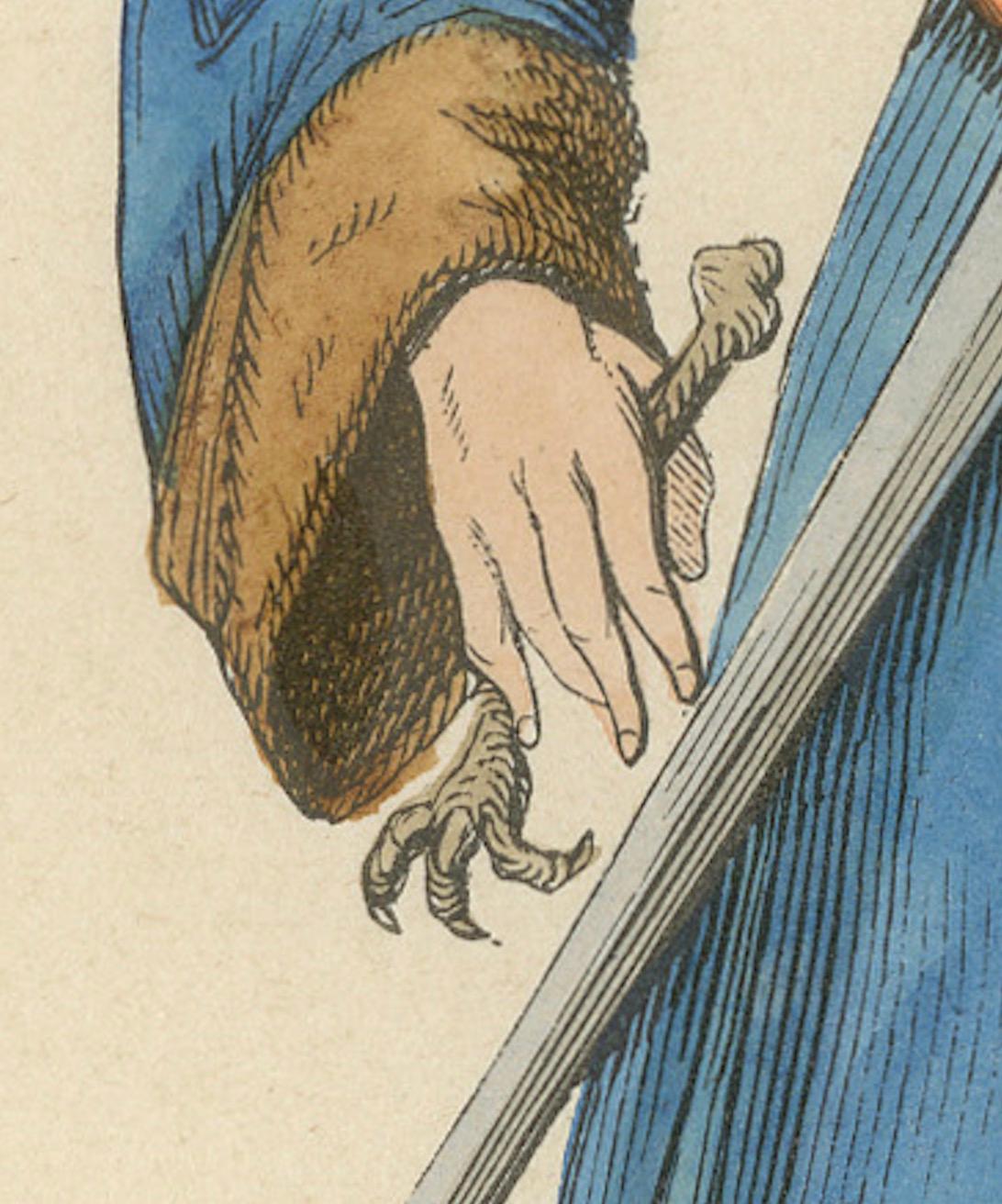 Lithographie originale colorée à la main du Falconer : un noble de Provence, 1845 Bon état - En vente à Langweer, NL