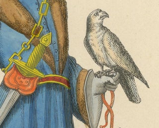 Original Hand-colored Lithograph of The Falconer: A Noble of Provence, 1845, view 4