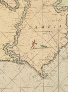 Original Hand-Coloured Nautical Chart of West-Africa, c.1680