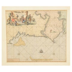 Carta nautica originale dell'Africa occidentale colorata a mano, 1680 ca.