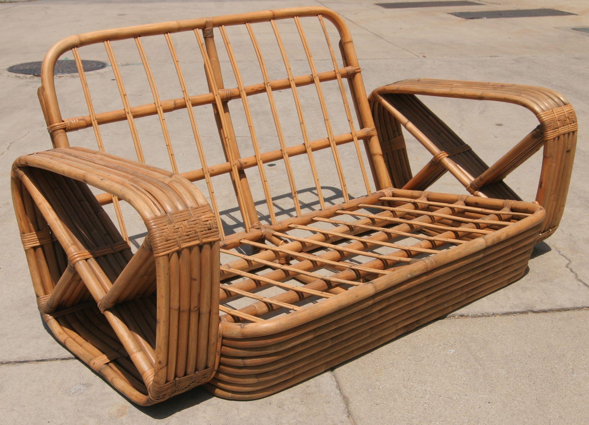 Original Hand Made Rattan By Paul Frankl, His Historic Six Strand Square Settee  14