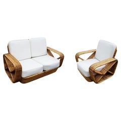 Original Hand Made Rattan By Paul Frankl, His Historic Six Strand Square Settee (Canapé carré à six brins)