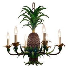 Original Hand-Made Tole Pineapple Chandelier