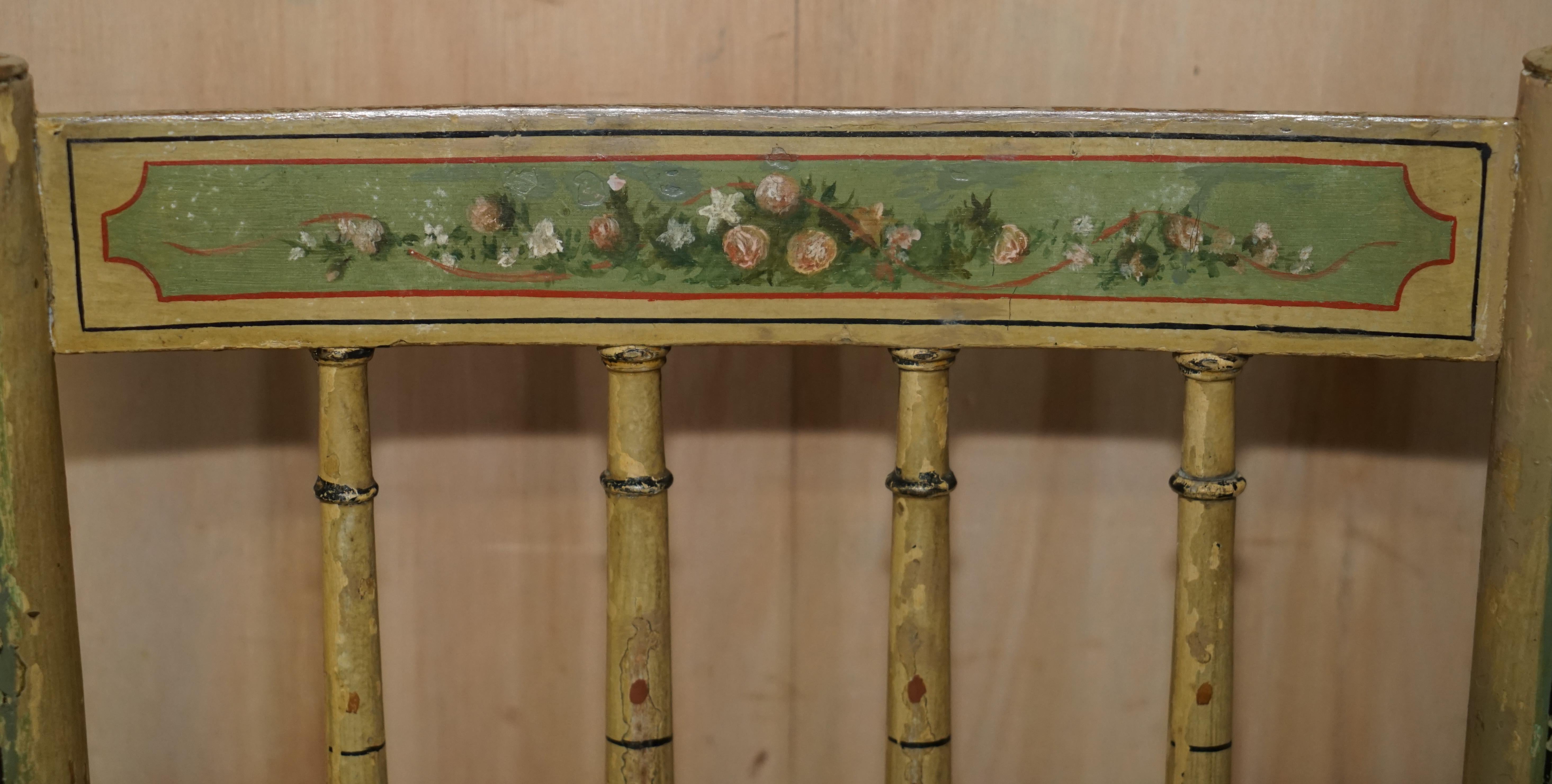 Early 19th Century Original Hand Painted Antique Regency circa 1810-1820 Side Chair Woven Seat Pad