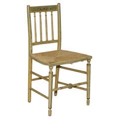 Original Hand Painted Antique Regency circa 1810-1820 Side Chair Woven Seat Pad