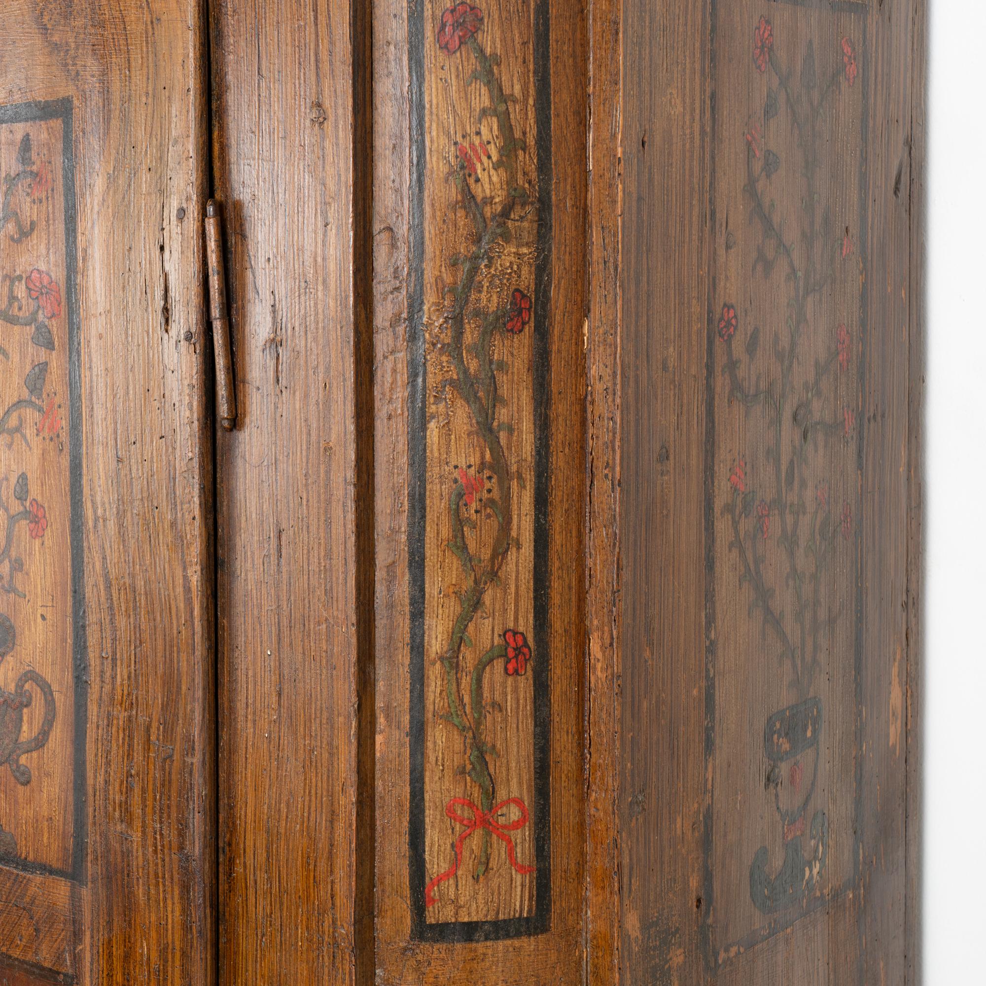 Pine Original Hand Painted Armoire, Hungary circa 1820-40 For Sale