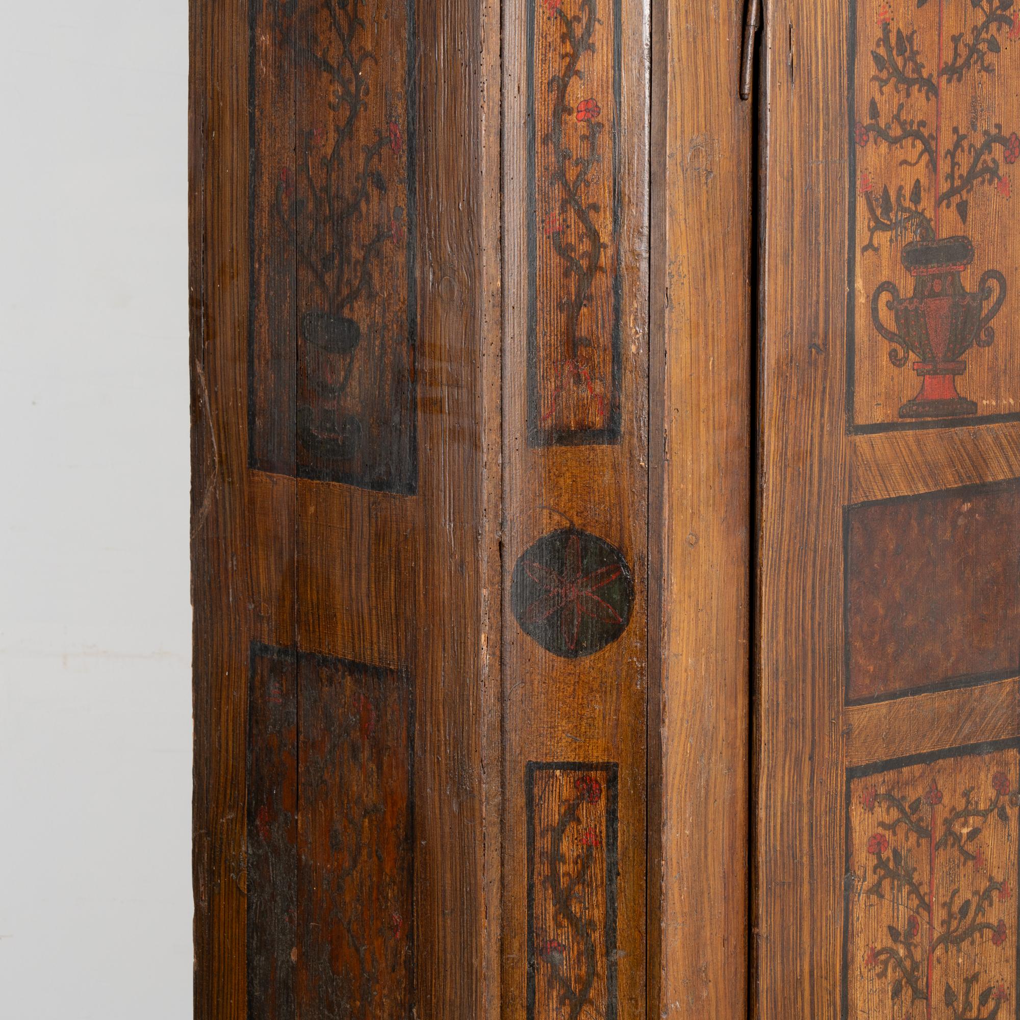 Folk Art Original Hand Painted Armoire, Hungary circa 1820-40