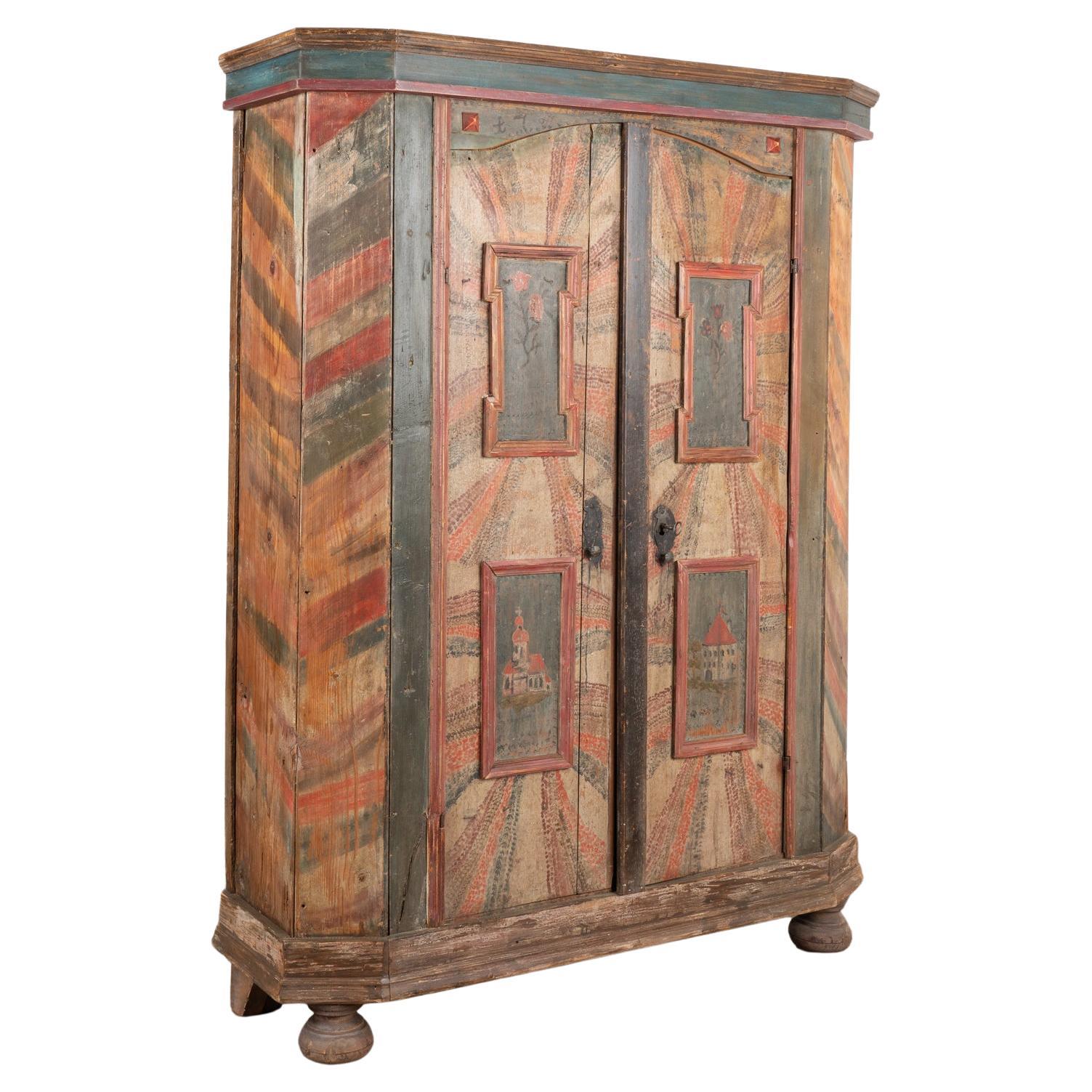 Original Hand Painted Armoire, Hungary dated 1785 For Sale