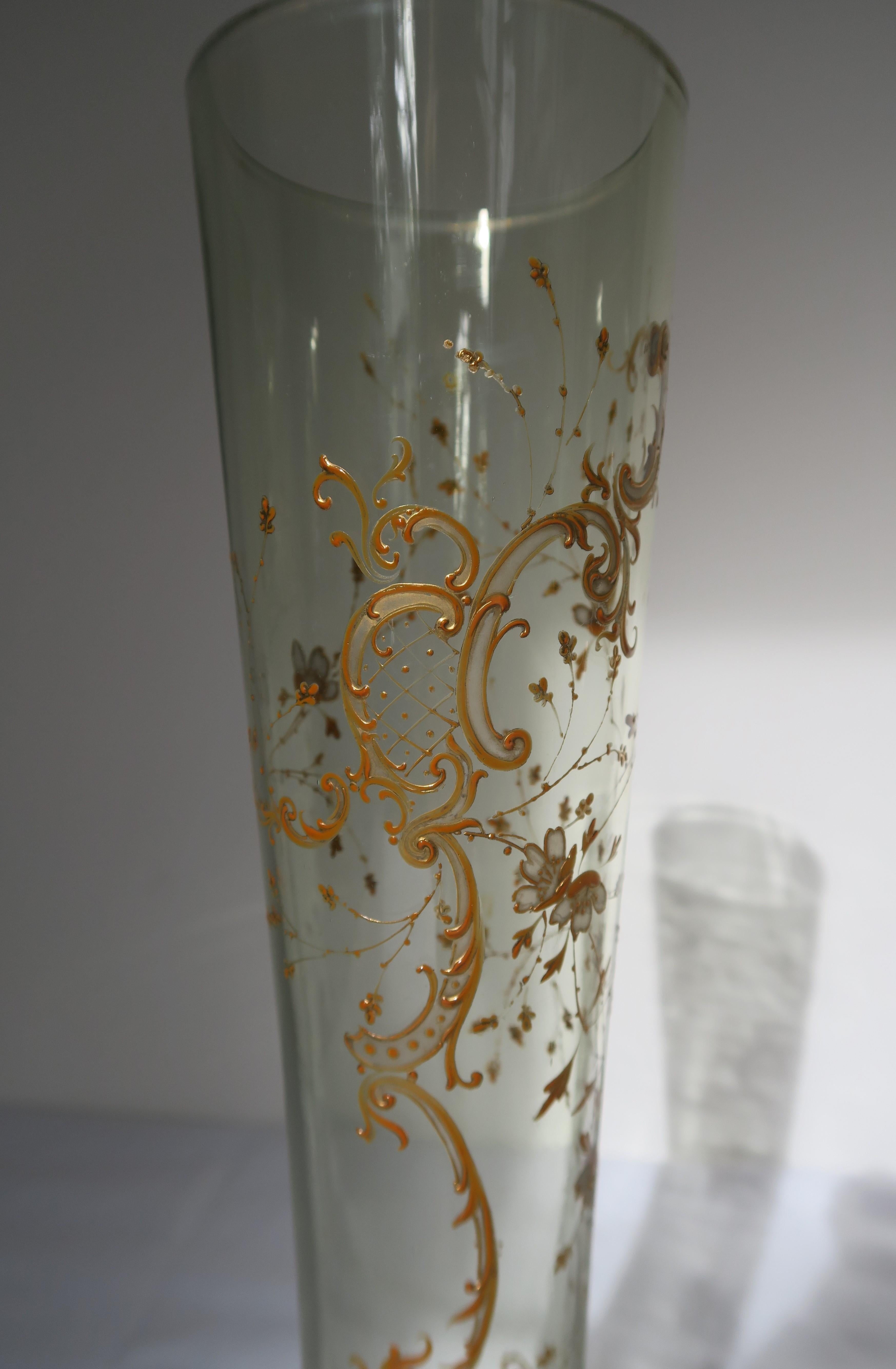 Art Nouveau Original Hand-Painted Cherry Blossom Vase by Ludwig Moser For Sale