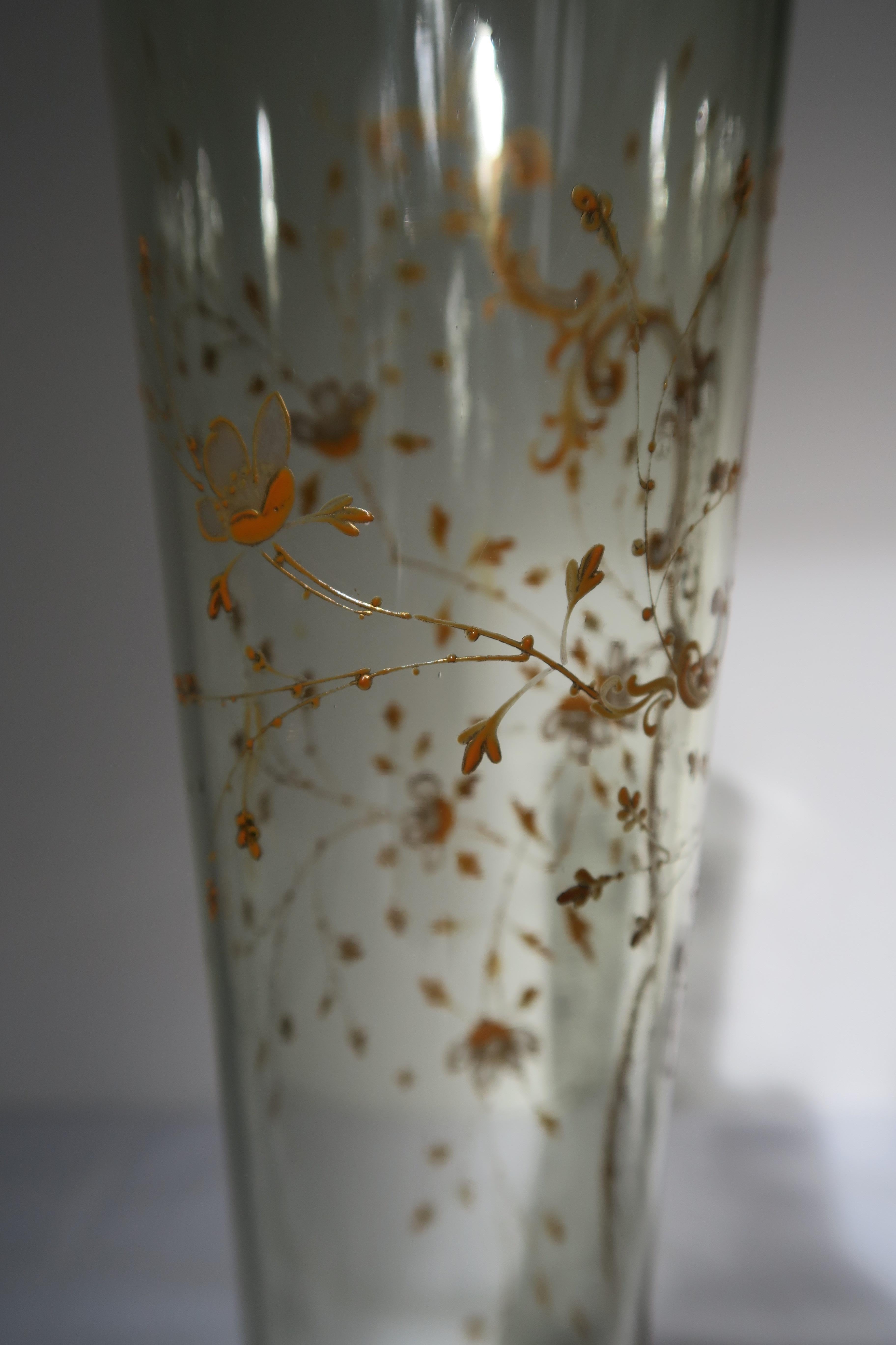 Austrian Original Hand-Painted Cherry Blossom Vase by Ludwig Moser For Sale