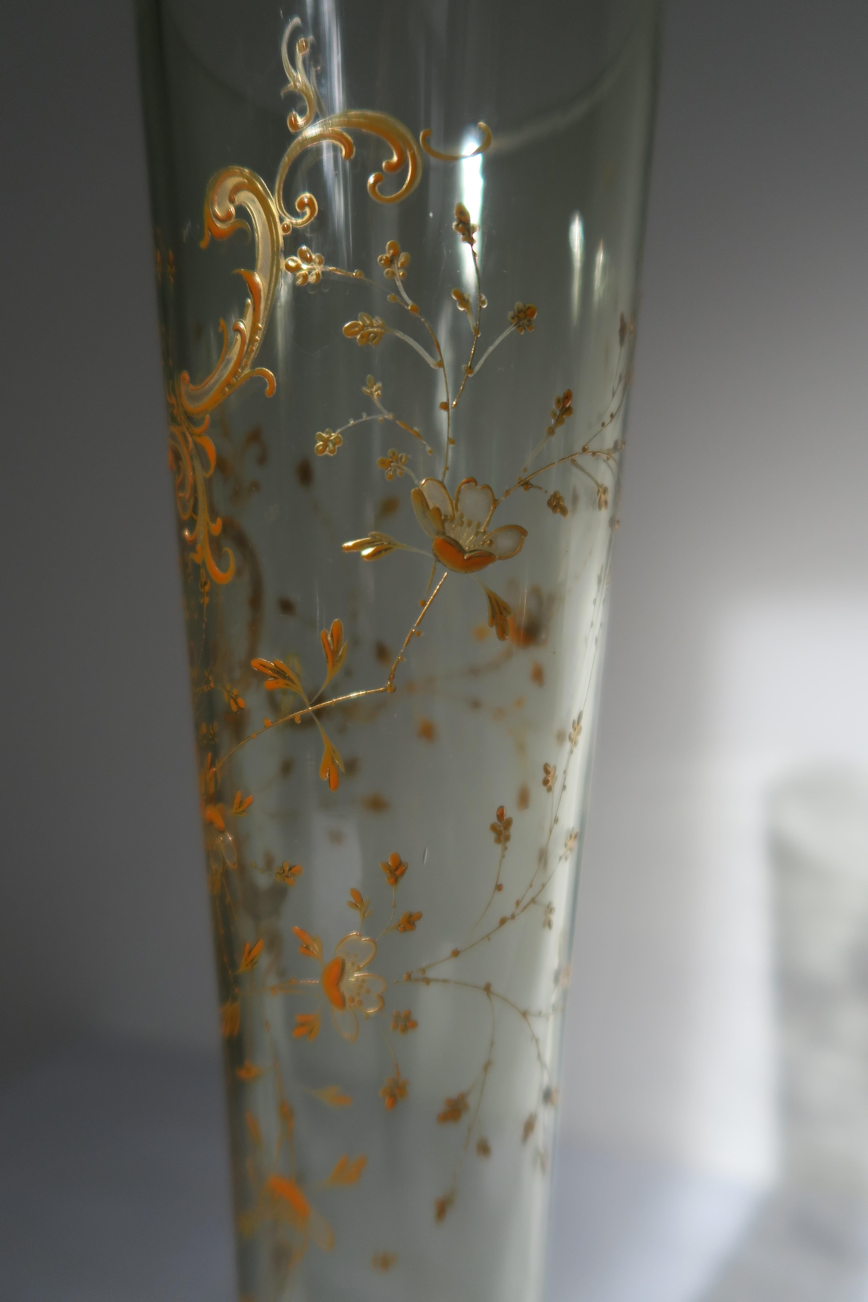 Original Hand-Painted Cherry Blossom Vase by Ludwig Moser In Good Condition For Sale In Vienna, AT