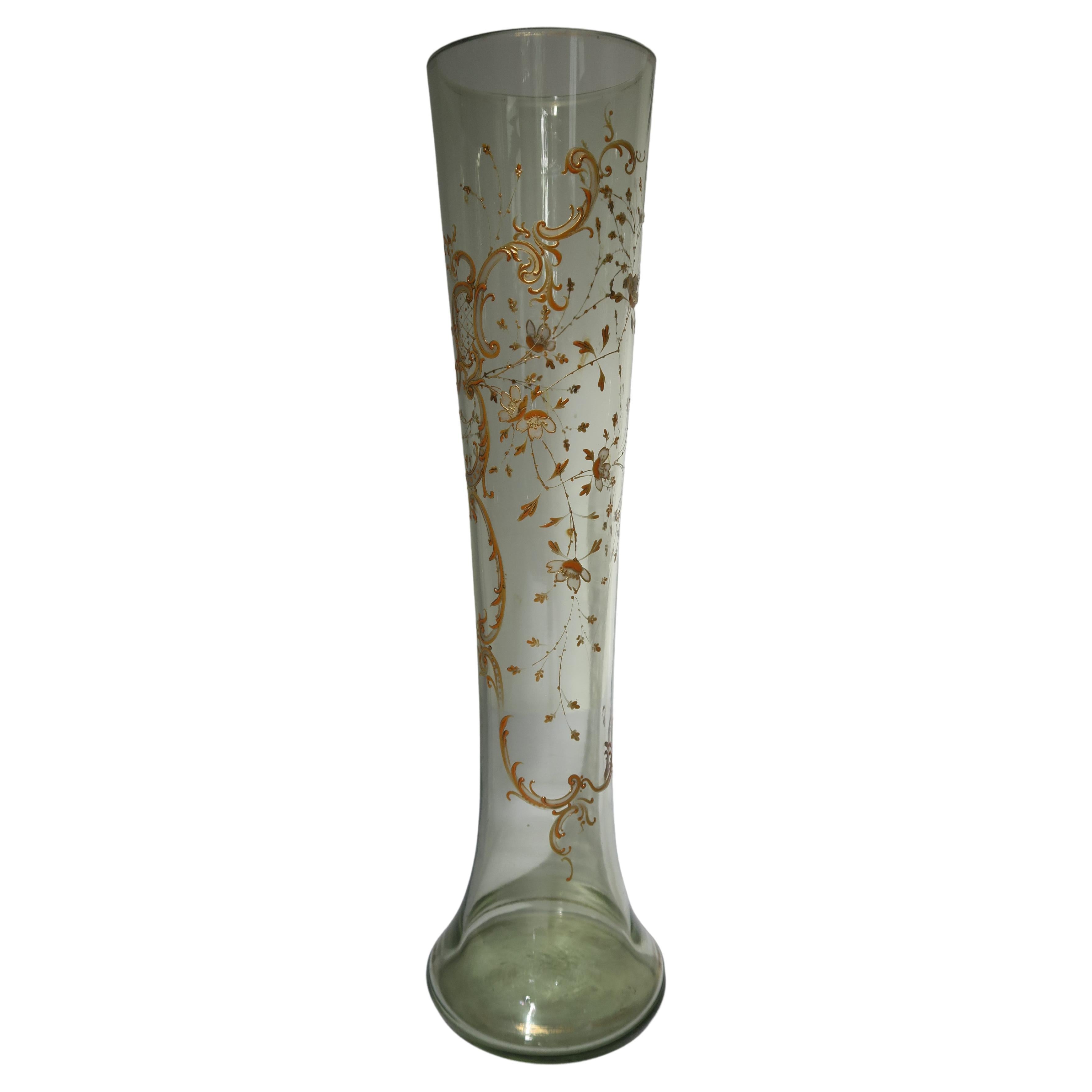 Original Hand-Painted Cherry Blossom Vase by Ludwig Moser For Sale