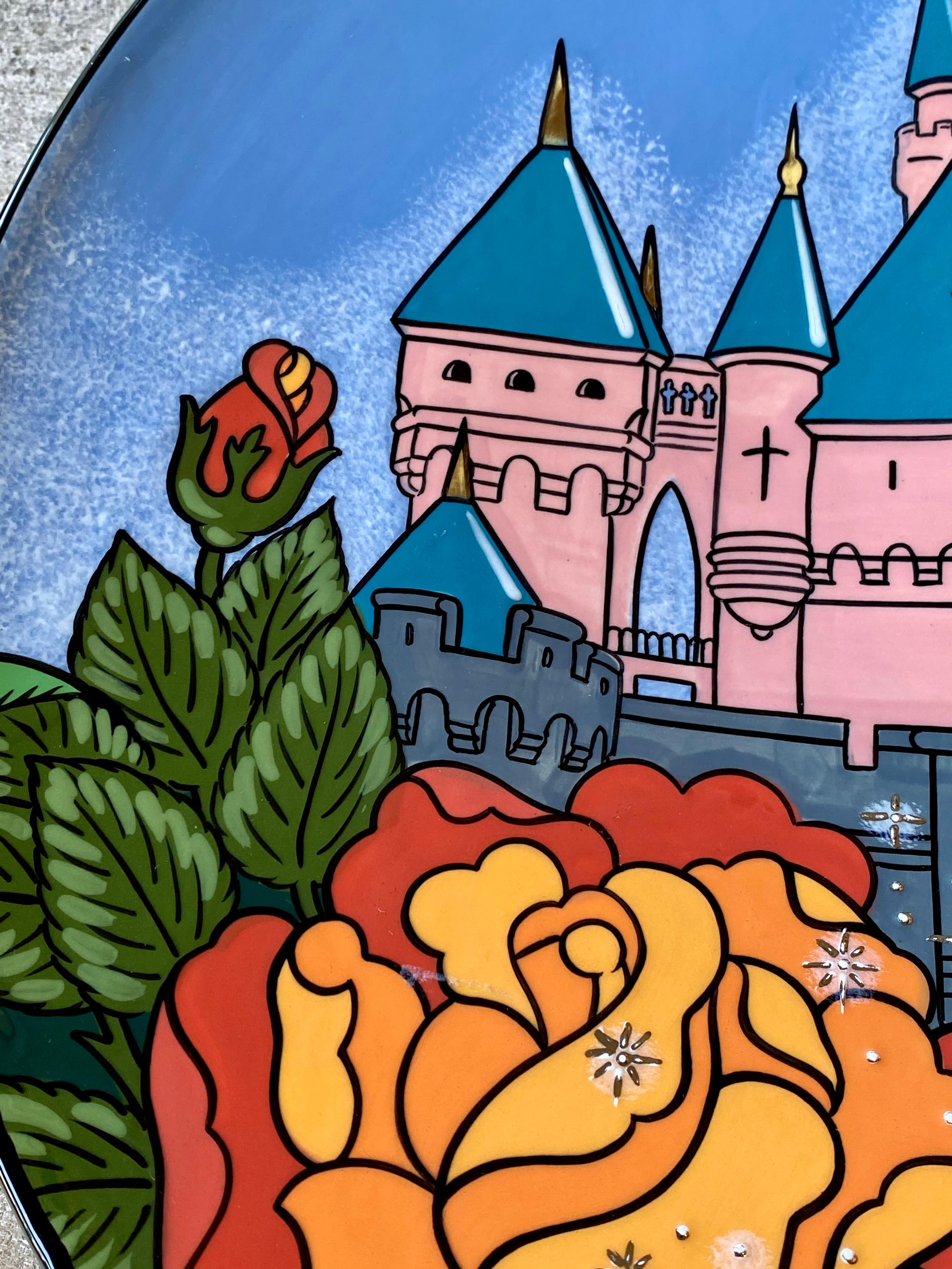 Großer Original handbemalter Disney-Tinkerglocken-Kunstteller von Elisabete Gomes im Zustand „Hervorragend“ im Angebot in Tustin, CA