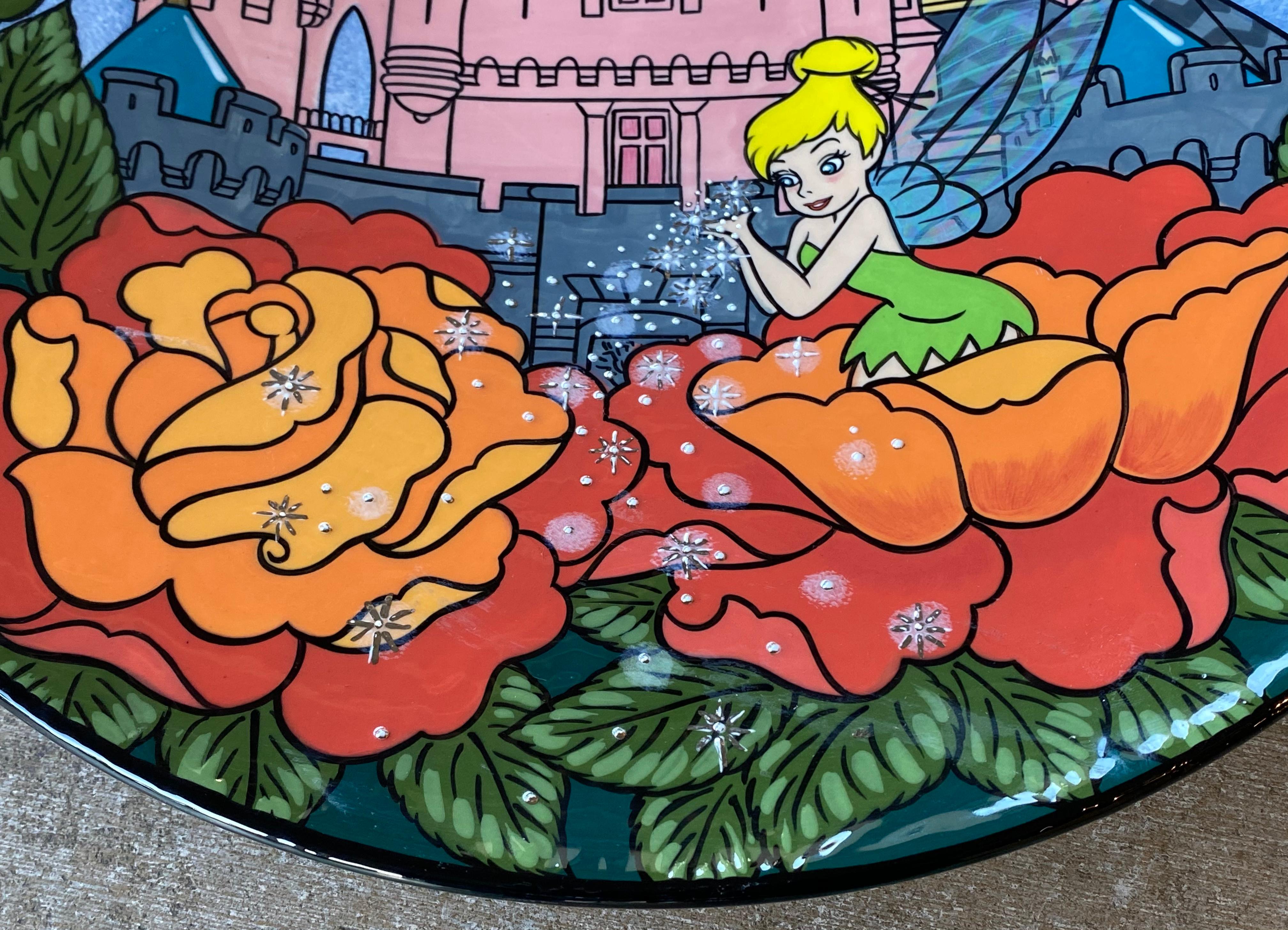 American Original Hand Painted Disney Tinker Bell Large Art Plate by Elisabete Gomes For Sale
