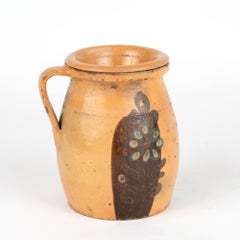 Original Hand Painted Earthenware Pottery Butter Churn, circa 1900's