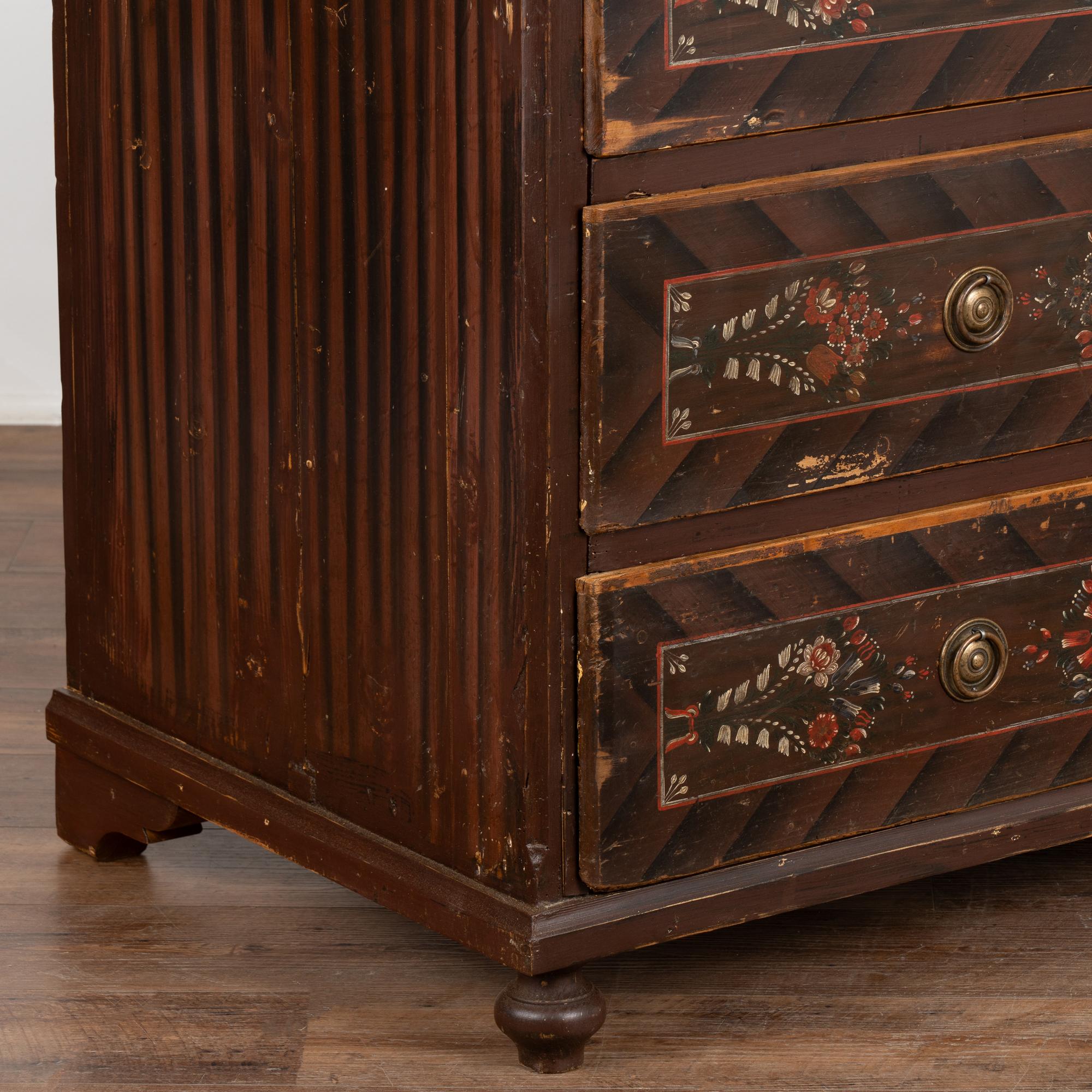  Original Hand Painted Large Chest of Three Drawers, Hungary dated 1920 4