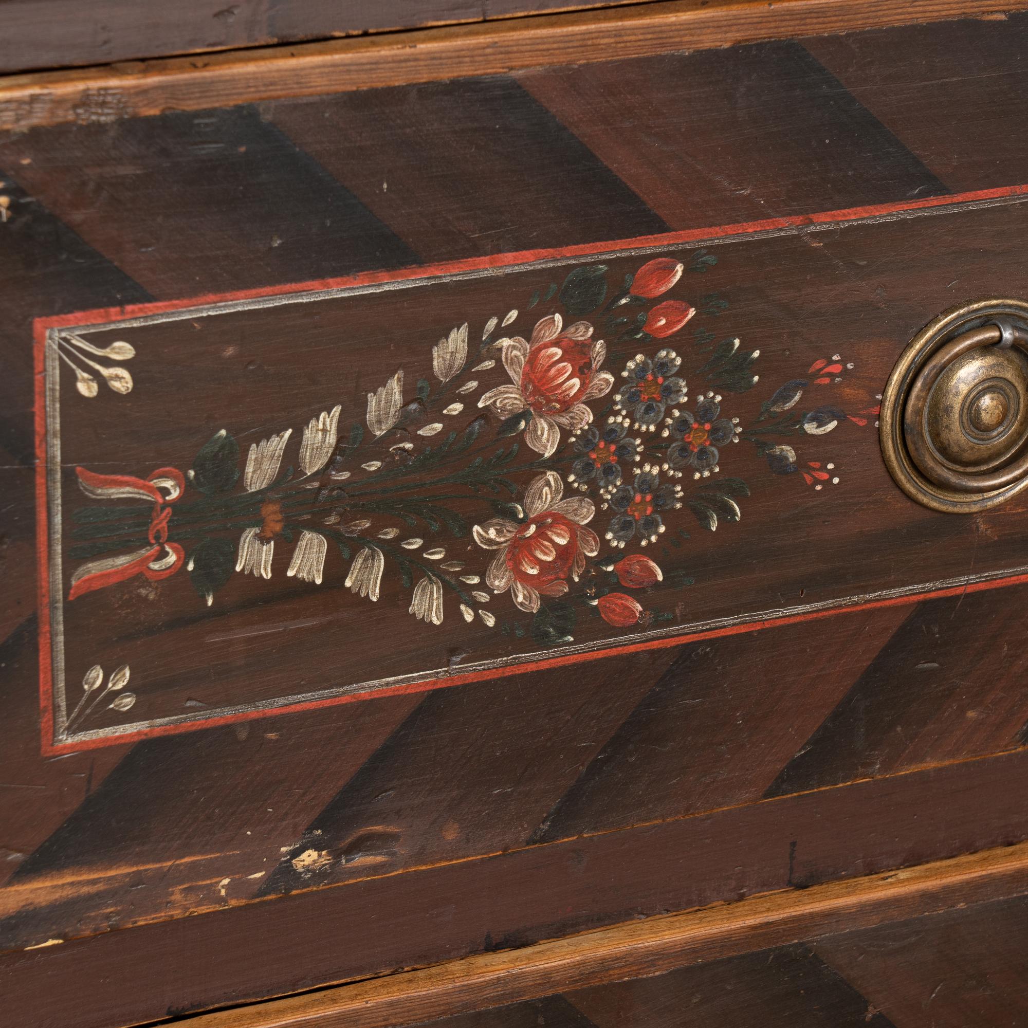  Original Hand Painted Large Chest of Three Drawers, Hungary dated 1920 1