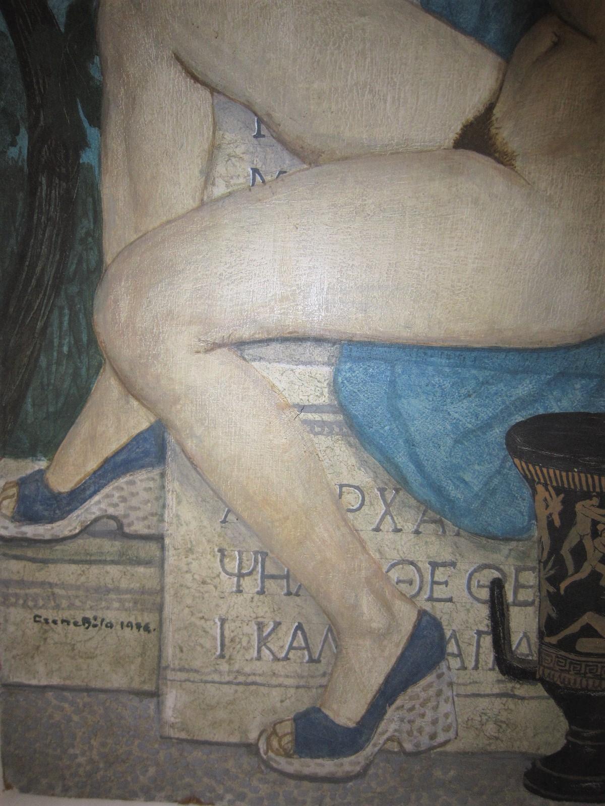 Original Hand Painted Oil on Board of a Nude Signed Czene Bela 3