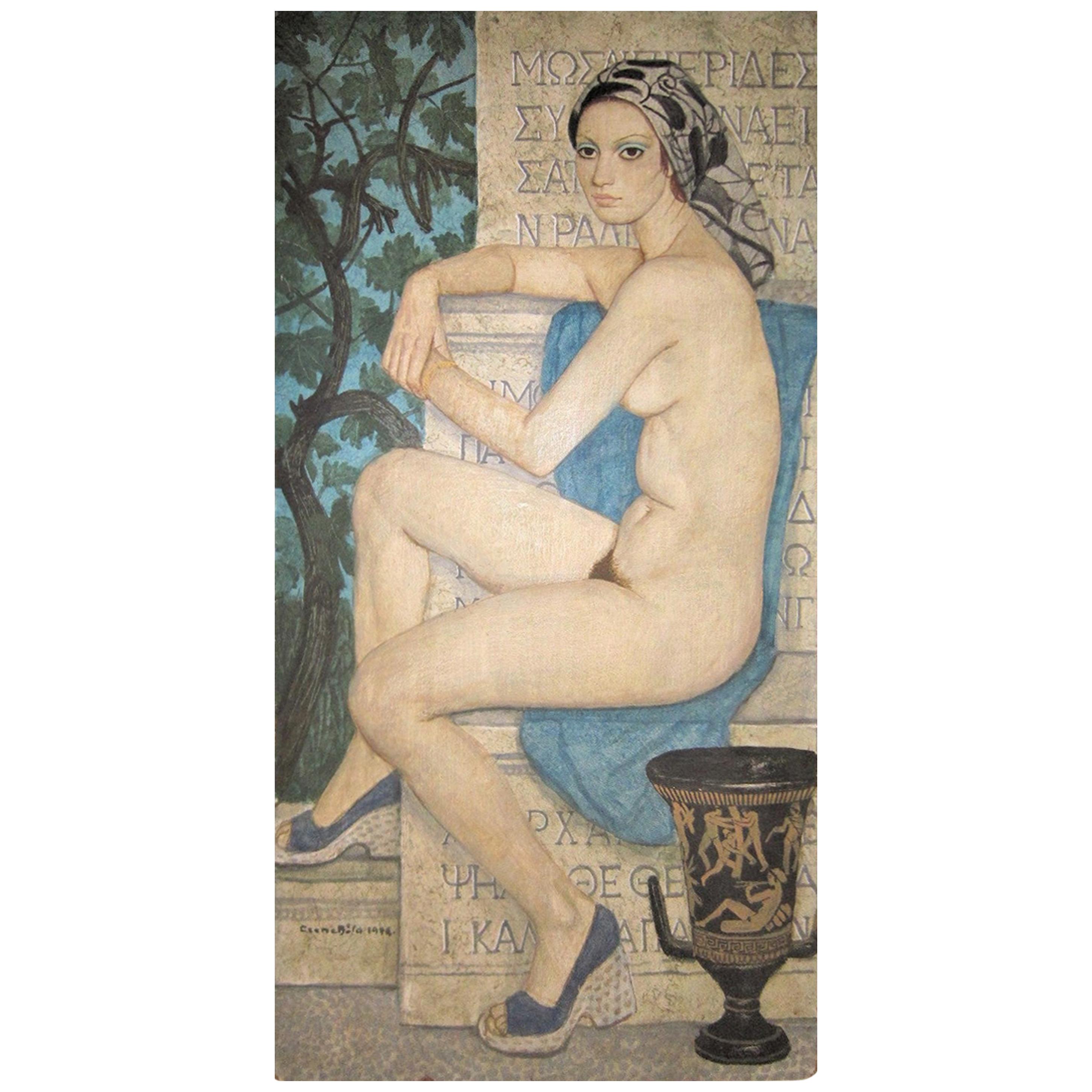 Original Hand Painted Oil on Board of a Nude Signed Czene Bela